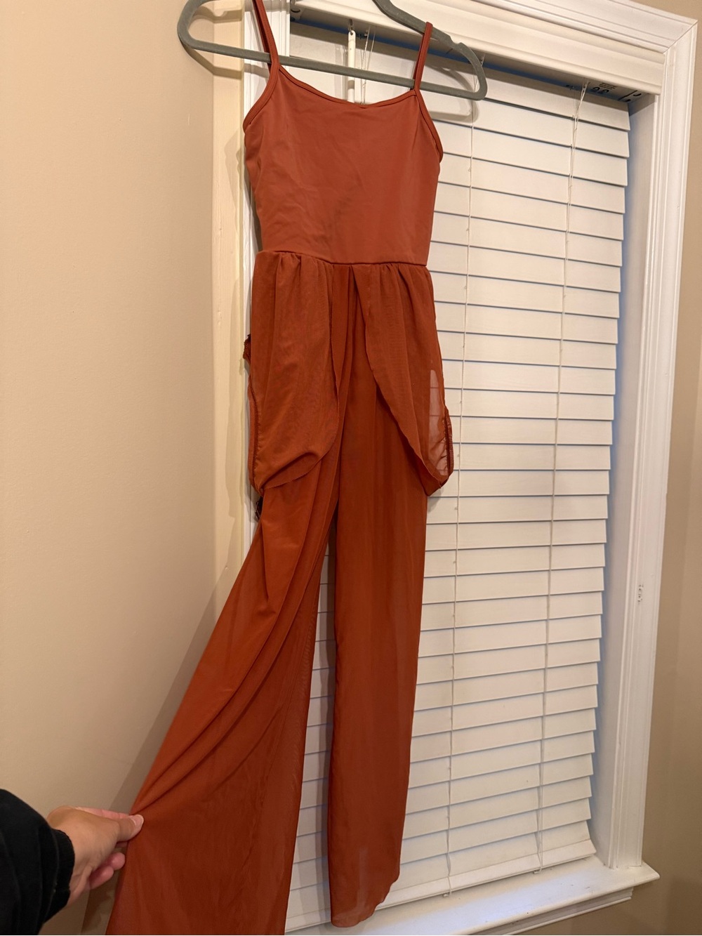 balera Rust Orange Sleeveless Jumpsuit with Draped Overlay